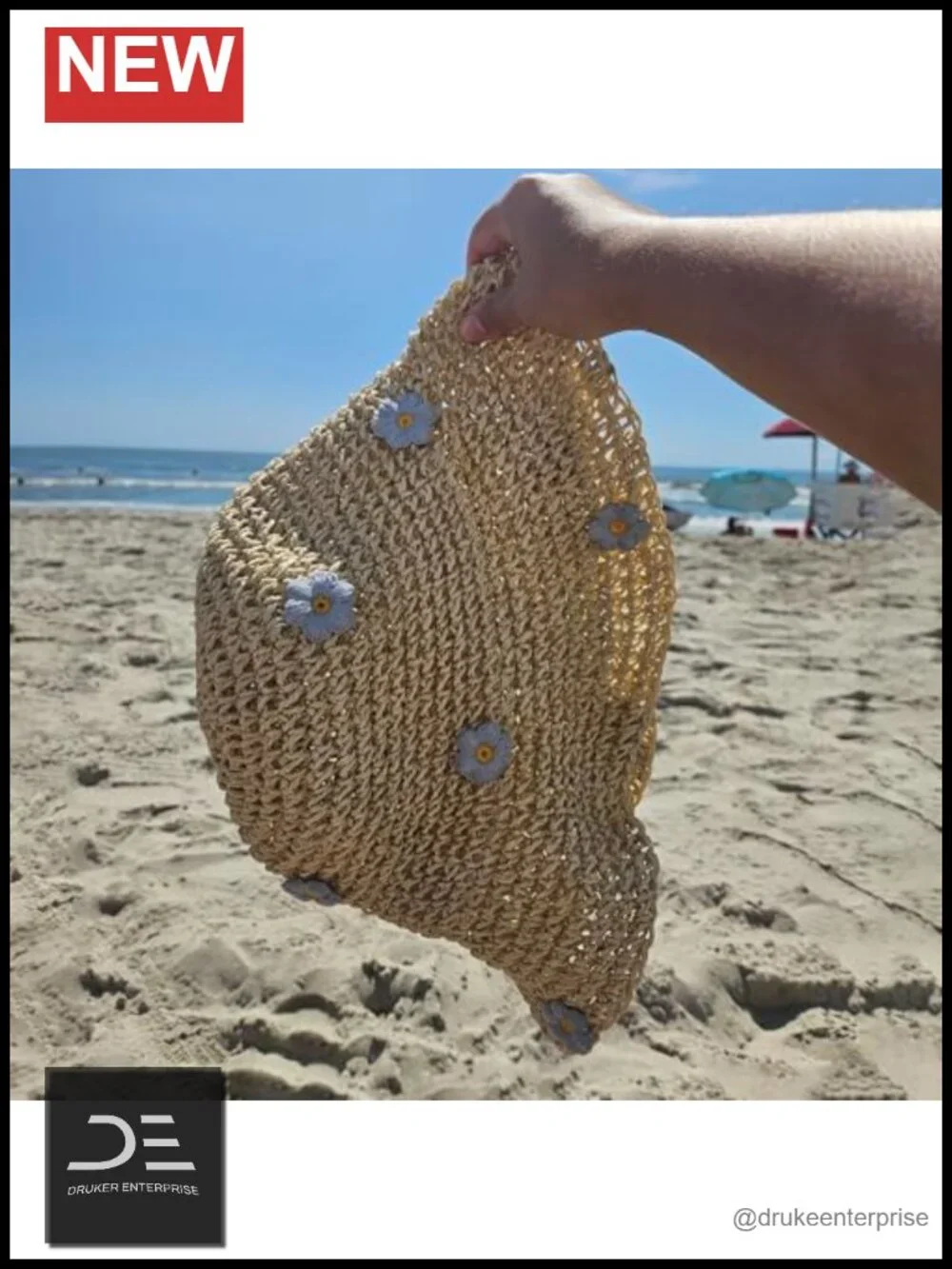 Crochet Bucket Hat Foldable Straw Knit Floppy Sun Bowler Hat for Women